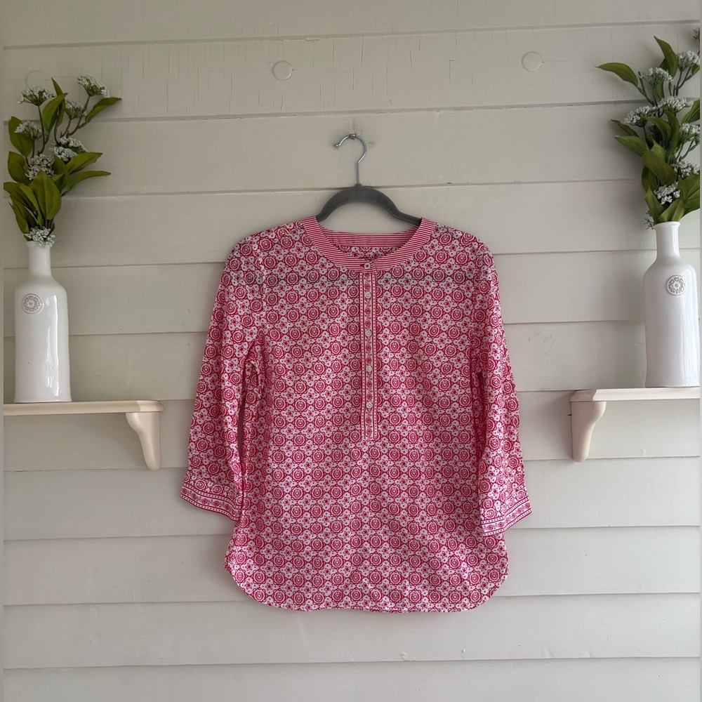 Talbots Patterned Lightweight Cotton Popover Top … - image 2